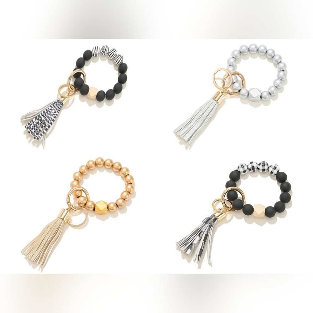 Wristlet Keychains Wooden Beads